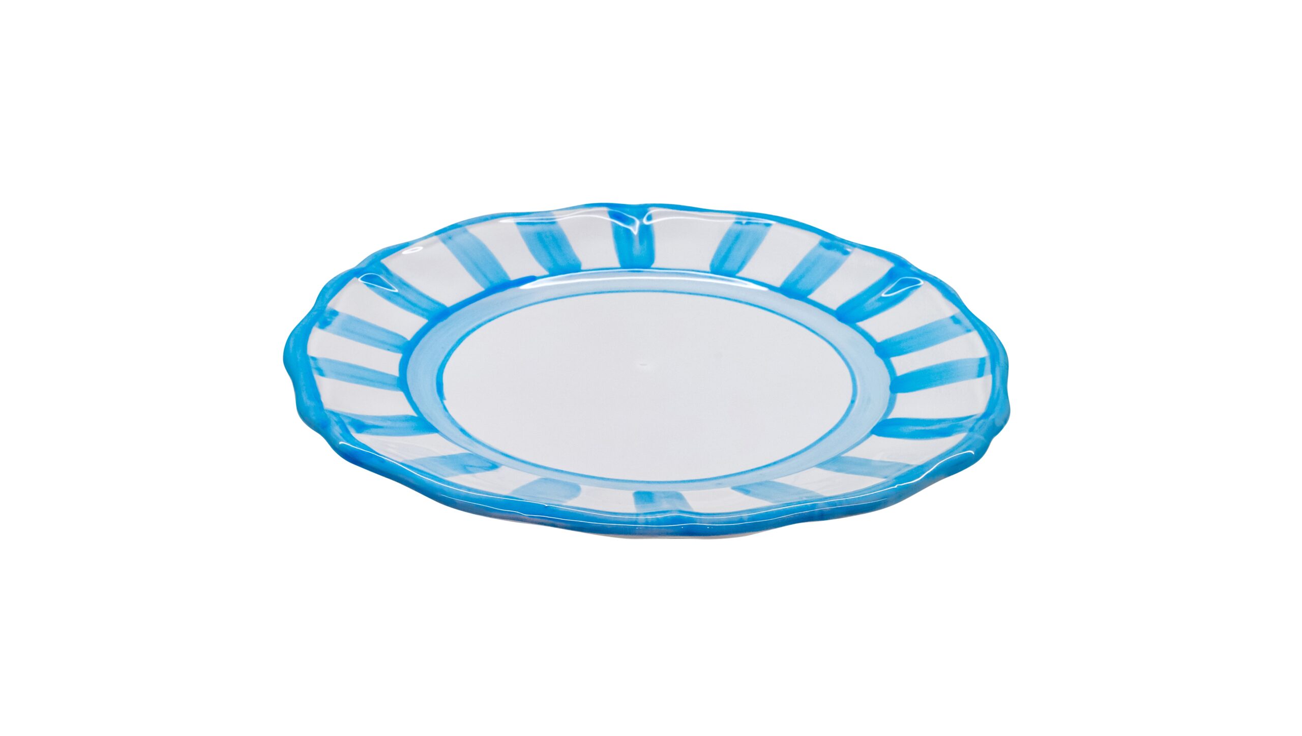 0263 252 Hand Painted Light Blue Stripes Ceramic Dinner Plate (28cm) - Image 1