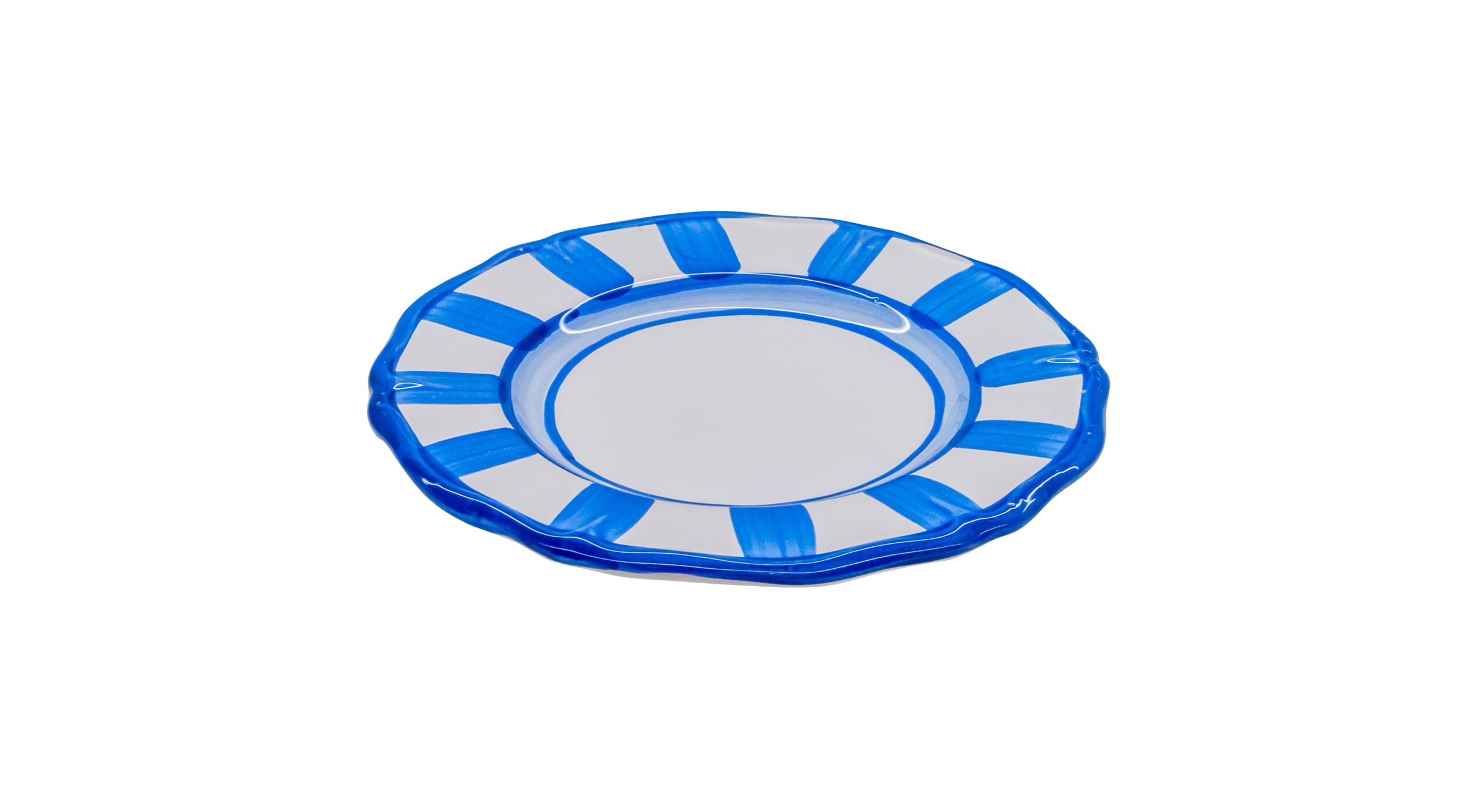 0275 253 Hand Painted Dark Blue Stripes Ceramic Side Plate (18.5cm) - Image 1