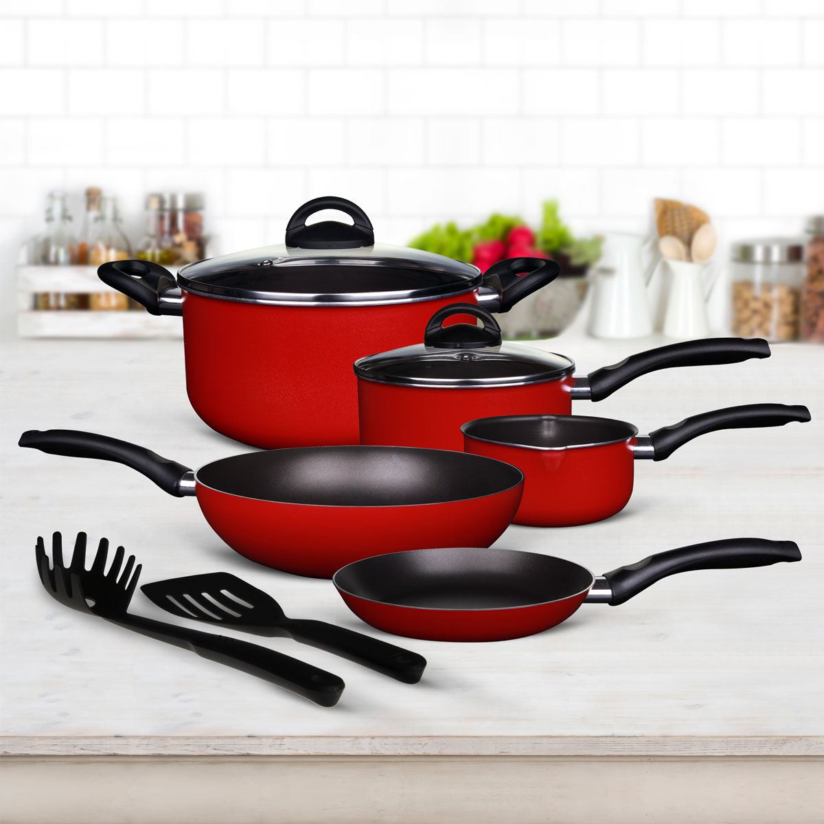1314 Rossetti Rosso Red Cookware Set (9 Pieces) - Image 1