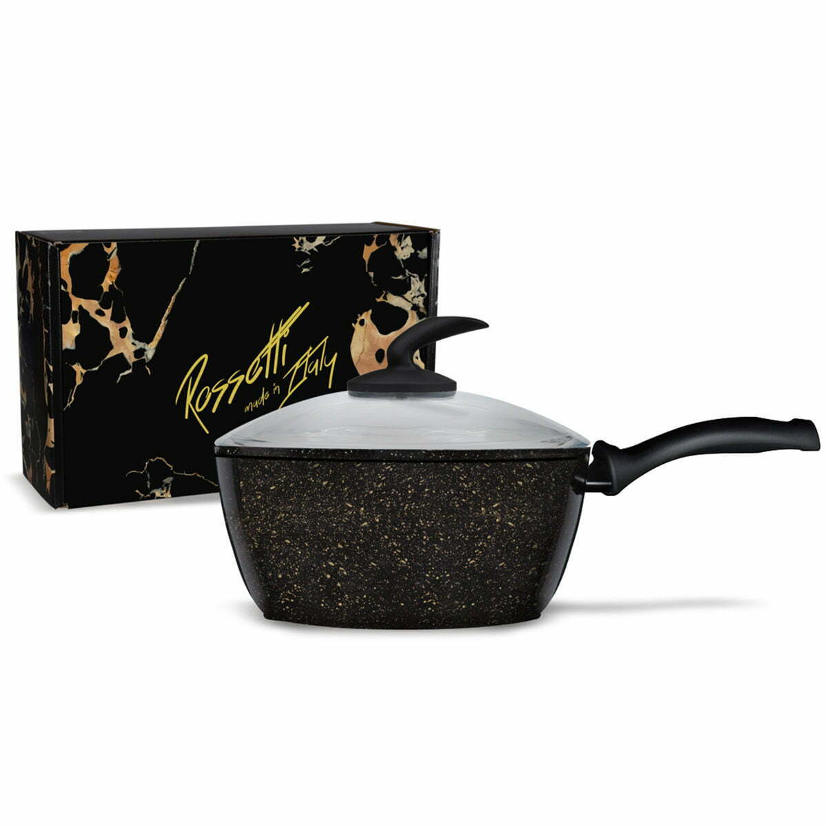 1554 Rossetti Black & Gold Saucepan with Lid (20cm) - Image 1