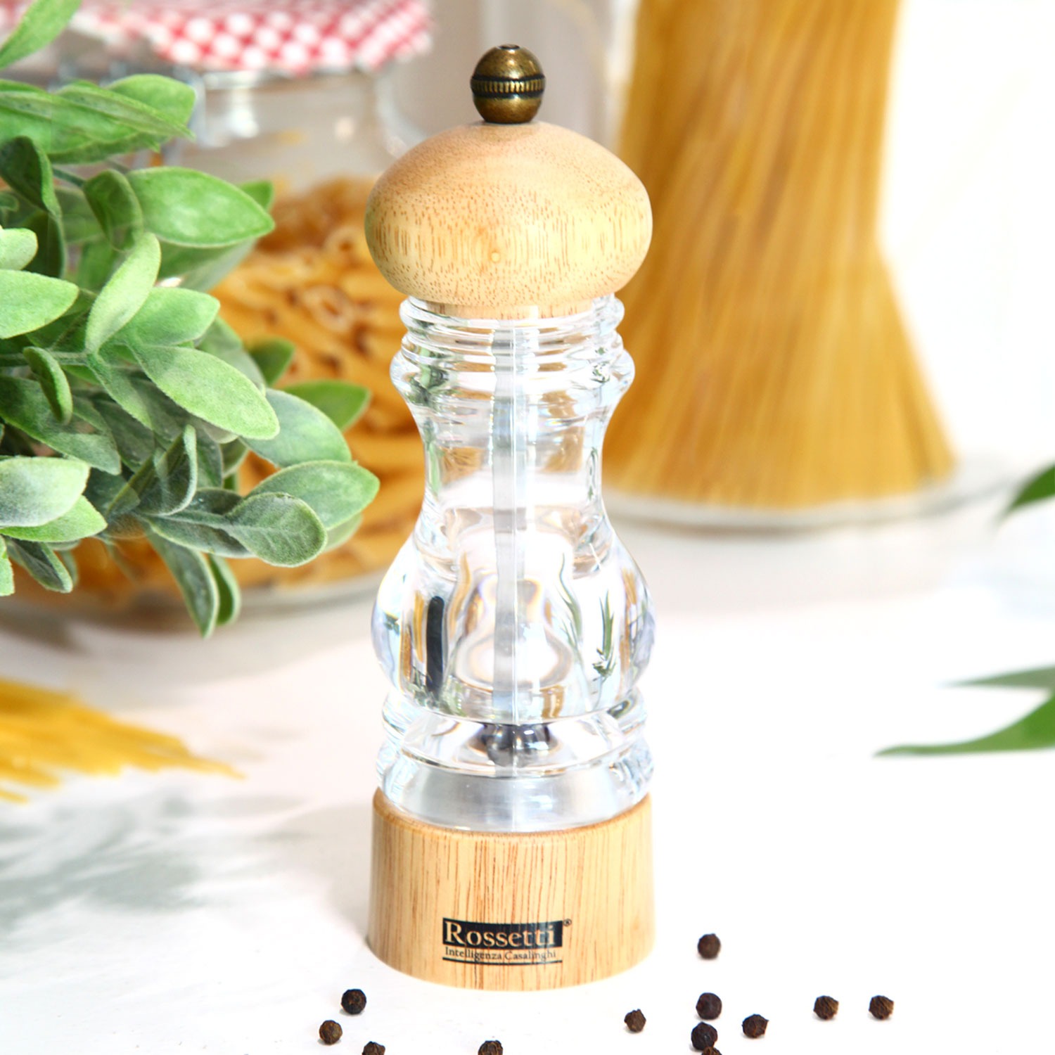 2227 Rossetti Heritage Clear & Wood Medium Pepper Grinder - Image 1