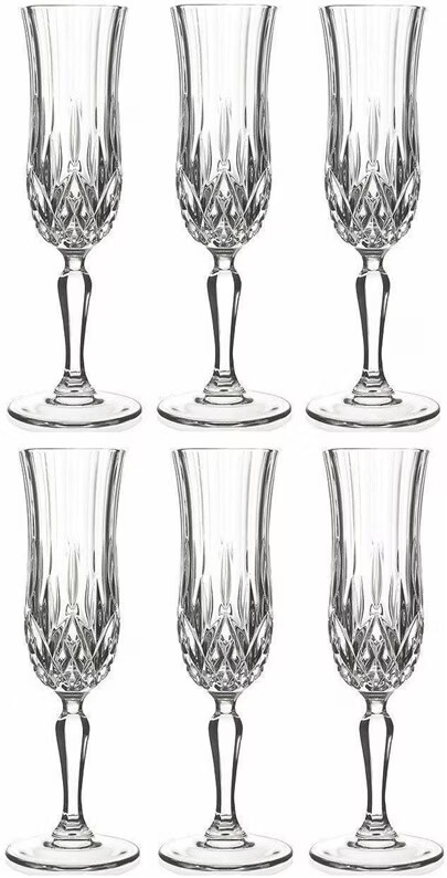 2560902010 RCR Opera Champagne Glasses Flute (Set of 6 Glasswware Set) 130ml - Image 1