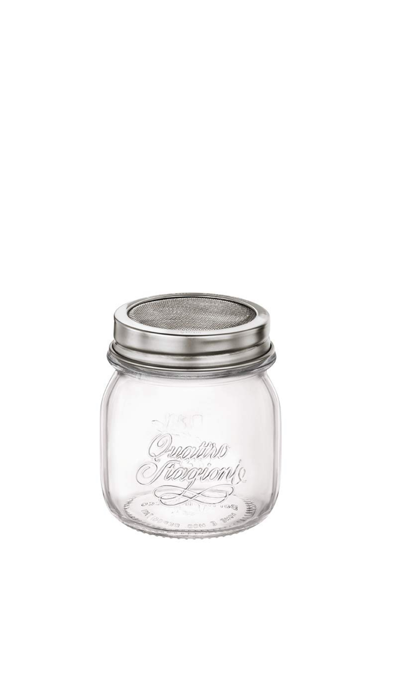 357750EAN121990 Quattro Stagioni Glass Mason Jar with Mesh Sieve (8.6x9.3cm) 250g - Image 1