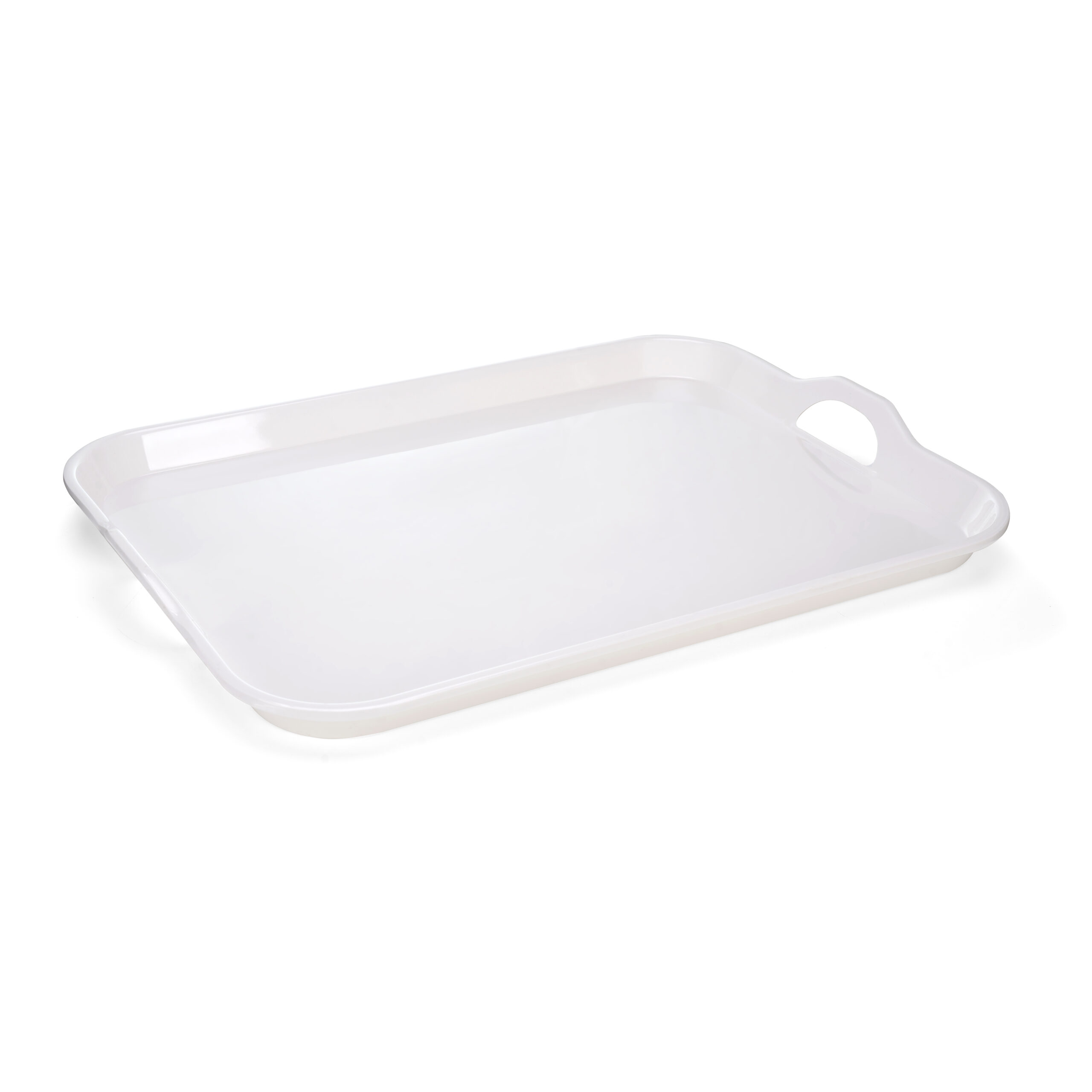 36-557.2 Vague White Melamine Rectangular Serving Tray with Handles (20.5") - Image 1