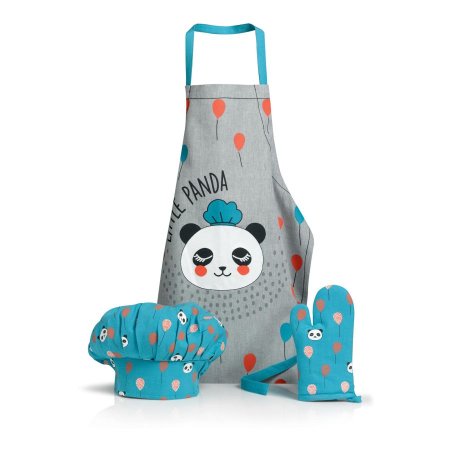3713060103 Kids Panda Kitchen Apron, Glove, & Chef Hat Set - Image 1