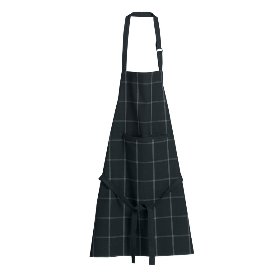 3720079000 Doha Black Chequered Cotton Kitchen Apron - Image 1