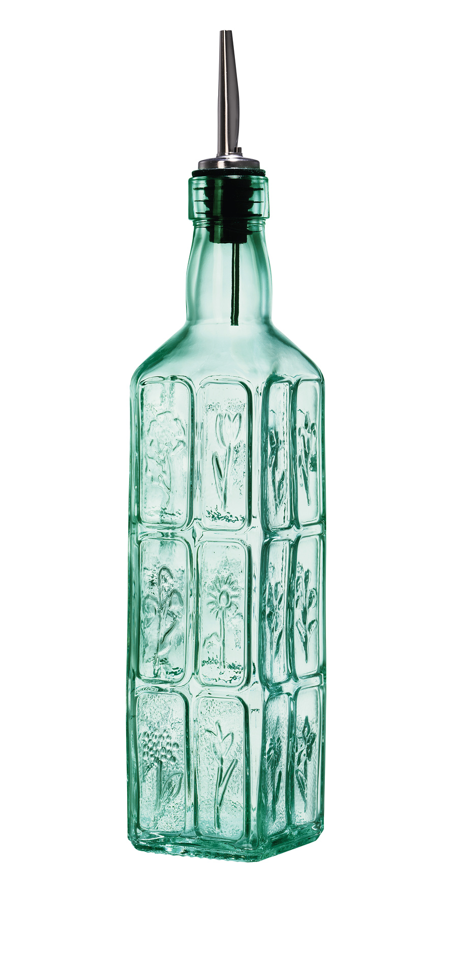 630230GRR021990 Fiori Green Glass Sauce Oil & Vinegar Drizzler Bottle 500ml (Pack of 2) - Image 1