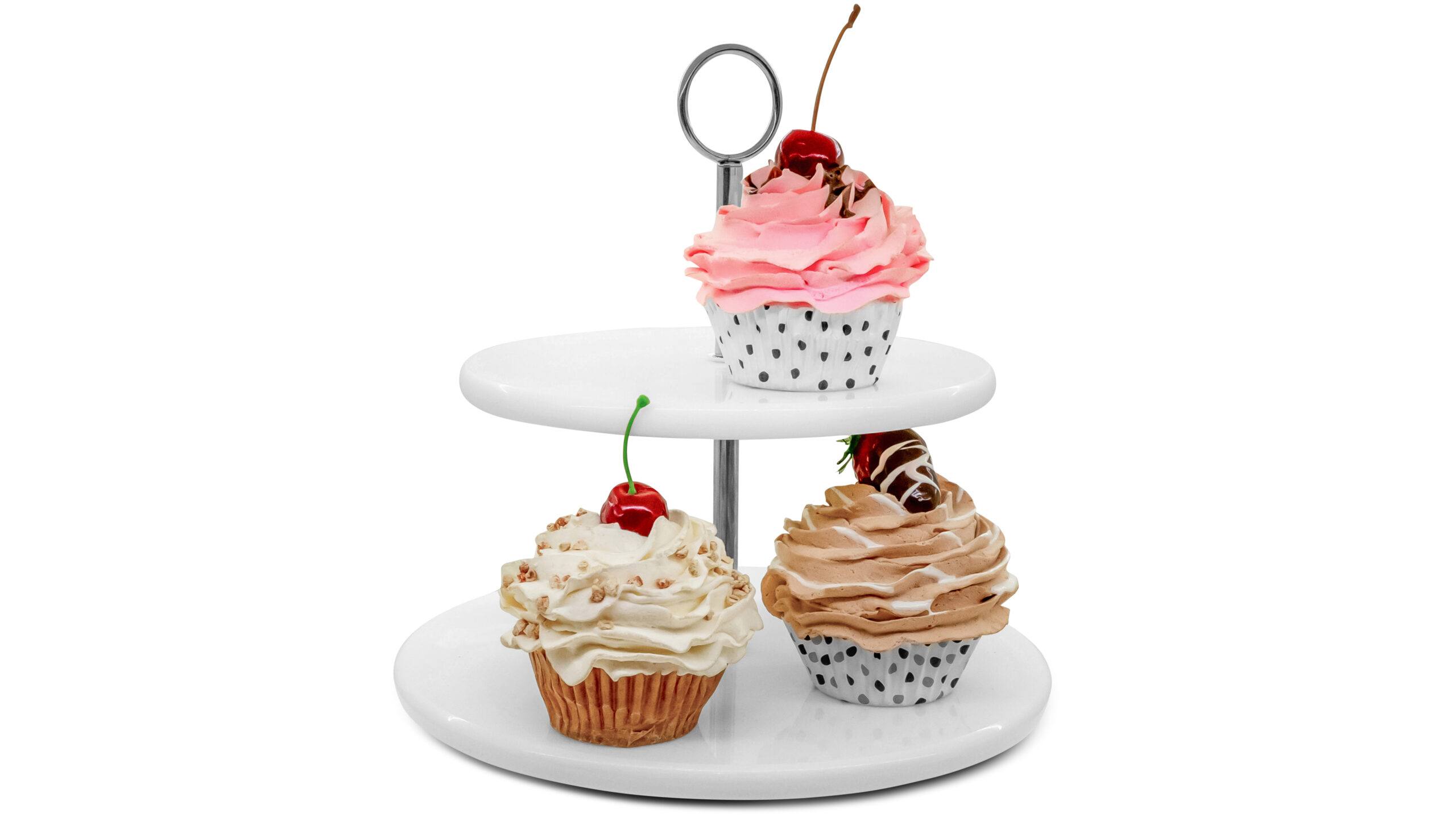 6938 Rossetti Fuji White Marble 2-Tier Serving & Cake Stand - Image 1