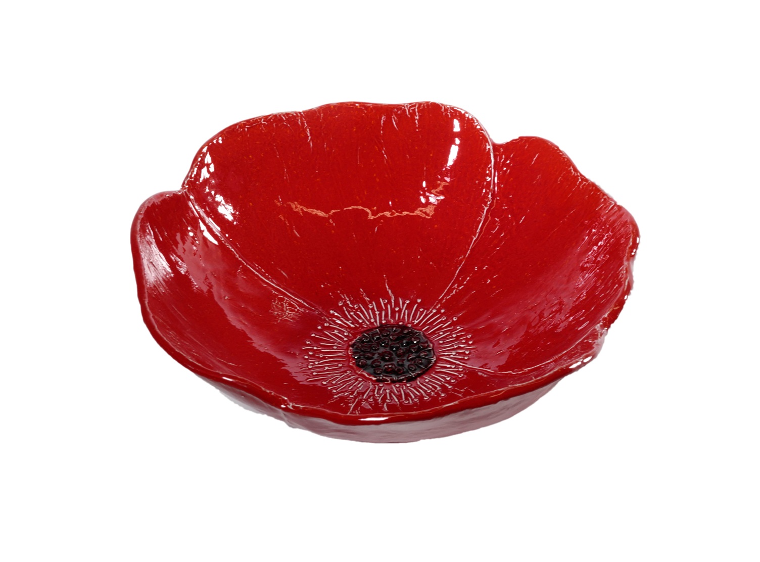 K16BL-1@R Virginia Red Poppy Ceramic Bowl (32cm) - Image 1
