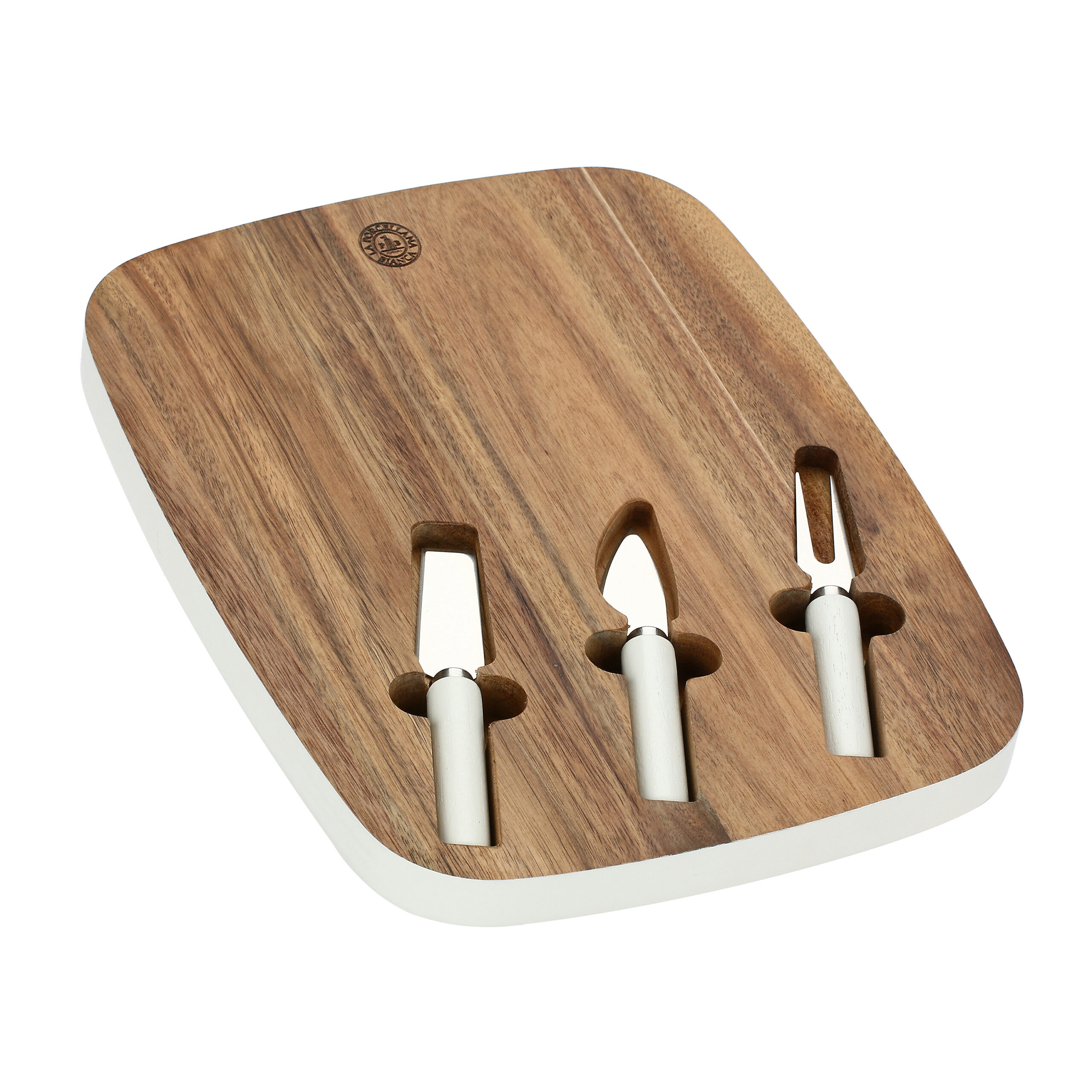 P005400003 Libeccio Wooden Cheese Board with 3 Cheese Knives Set - Image 1