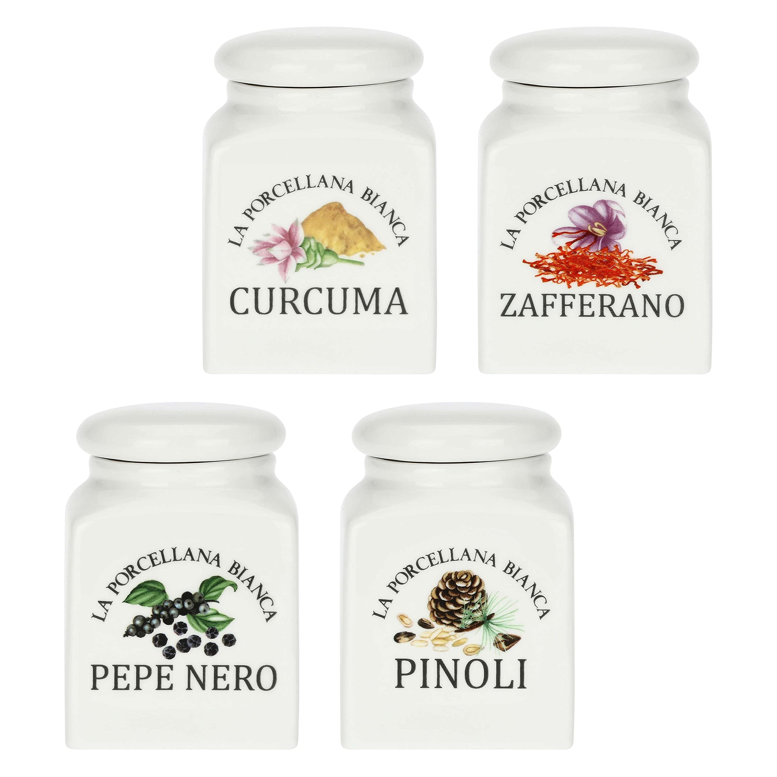 P01260MIX2 Conserva Mix Ceramic Spice Jars Set of 4 - Image 1