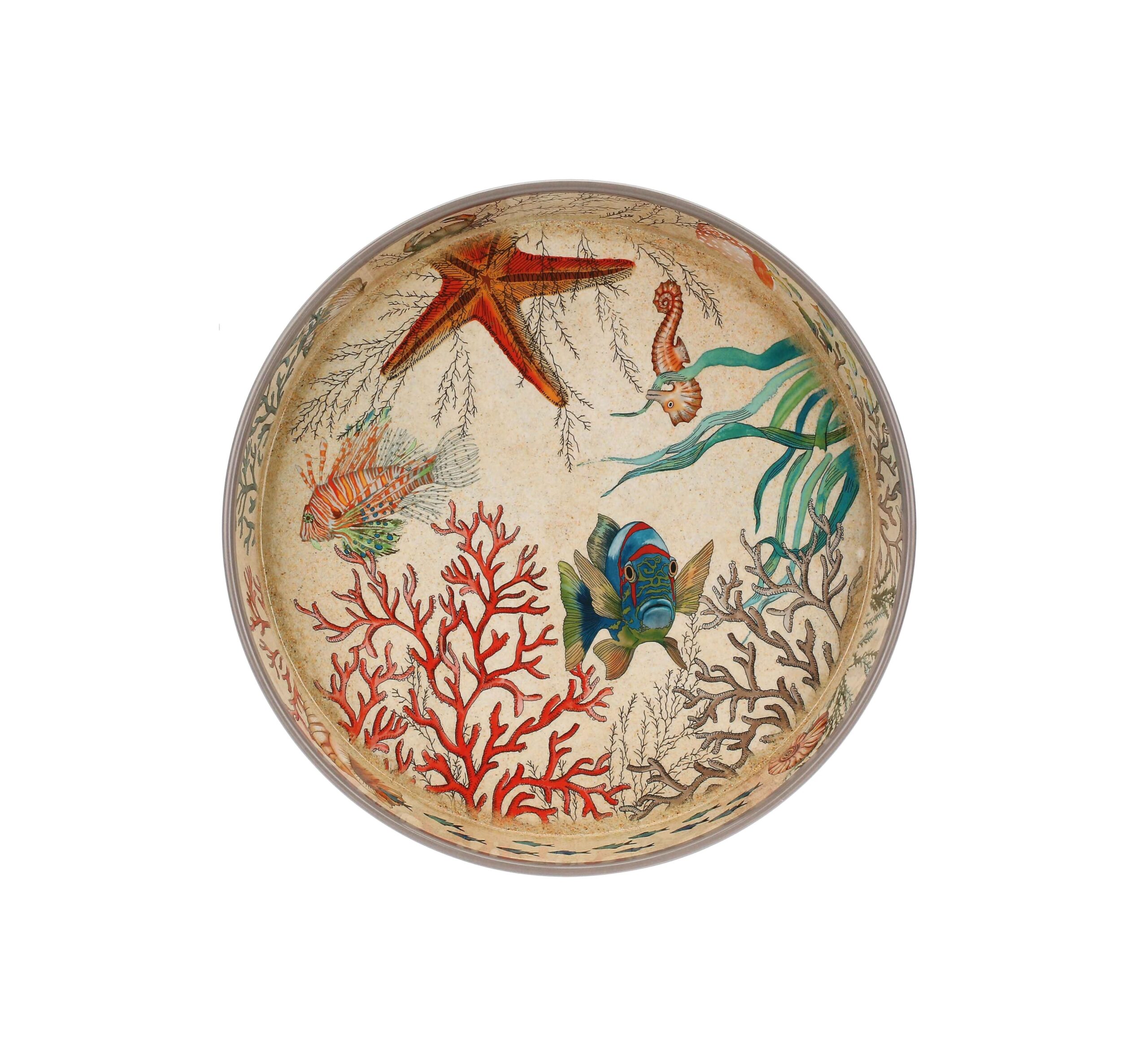 U20169625P00 Sea Life Round Melamine Serving Tray (35x5cm) - Image 1